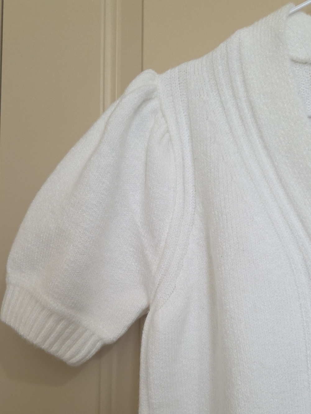 Liz Claiborne Cream Puff Sleeve Button-Front Cardigan - Picture 4 of 11